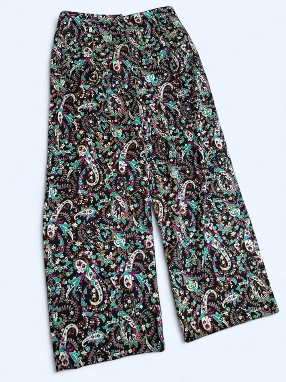 Ann Taylor Paisley Wide-Leg Lounge Pants - Teal & Purple Print